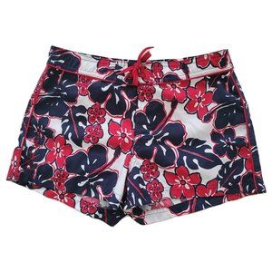 Girls Floral Beach Short Red and Blue Size16